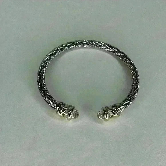 TWO TONE BRAIDED CLEAR CZ CUFF - Picture 7 of 7